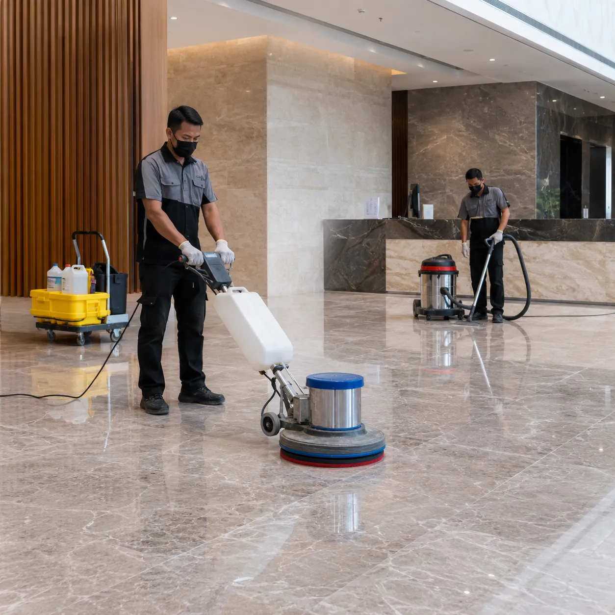 Lobby Gedung Makin Elegan Setelah Dipoles Tim Bersihia