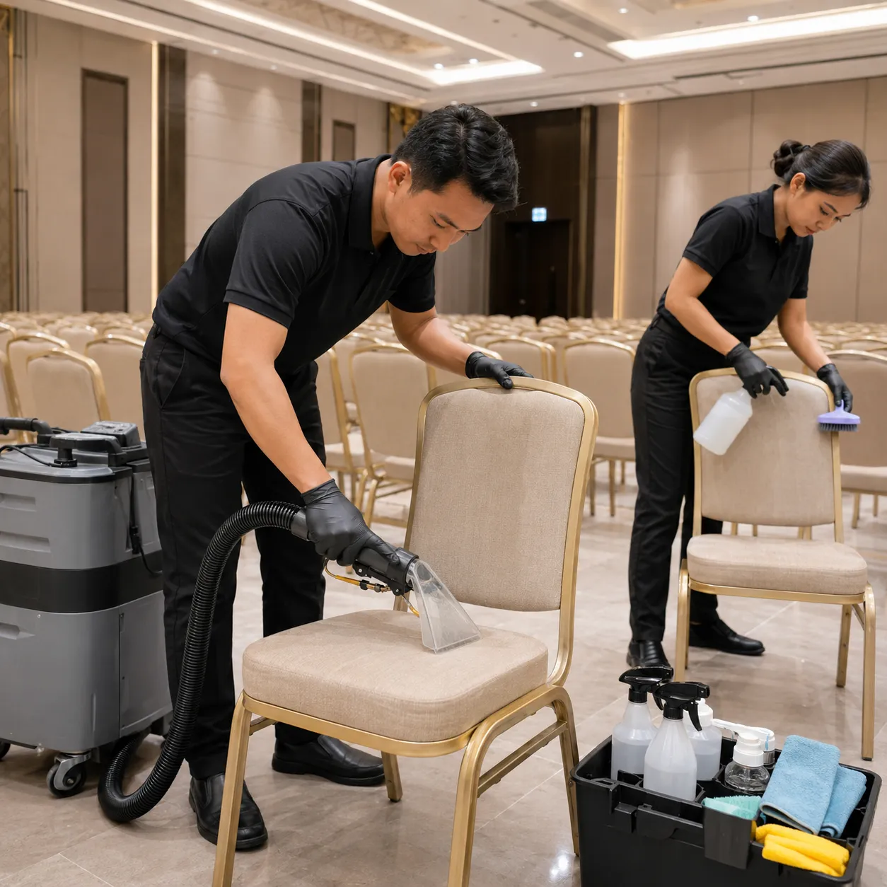 Kursi Ballroom Siap Acara Setelah Dibersihkan Bersihia