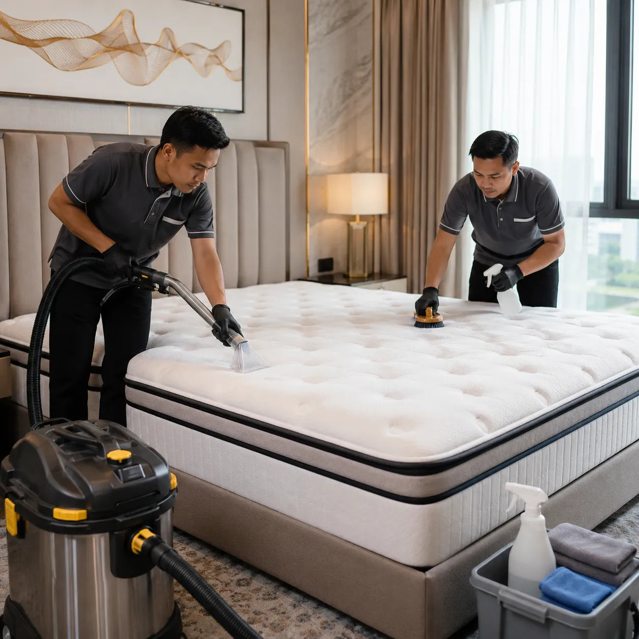 Di Balik Kamar Suite yang Segar: Proses Cuci Springbed Bersihia
